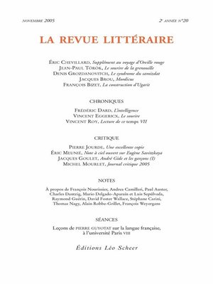 cover image of La Revue Littéraire N°20